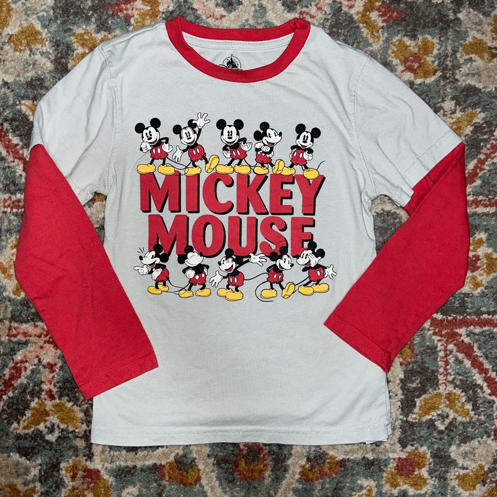 Kids disney Mickey Mouse long sleeve red and gray shirt